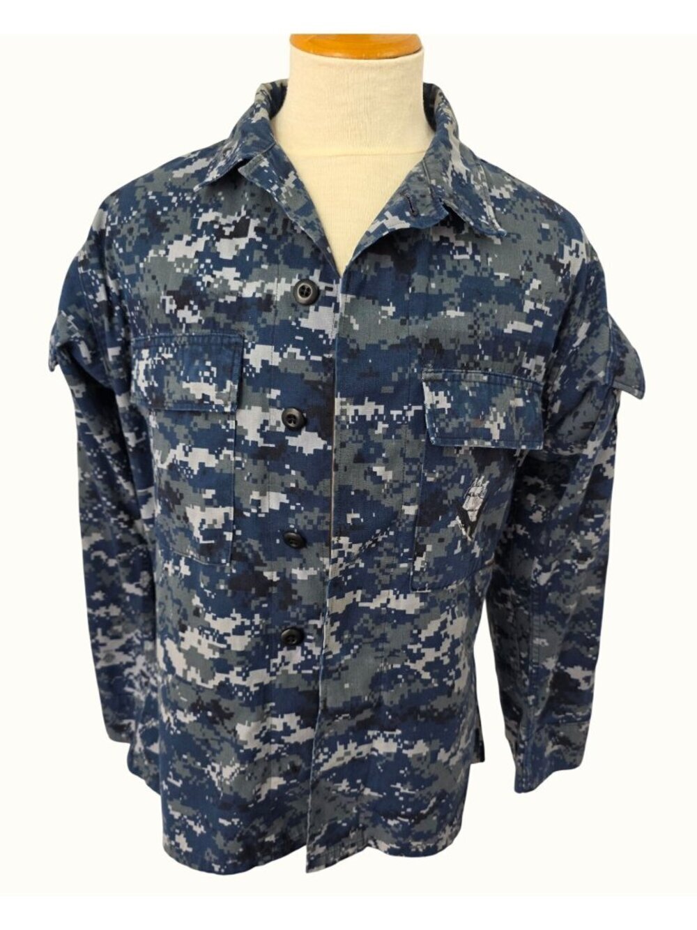 US Navy NWU Type I Digital Blue Camo Utility Shirt Small Regular Military Issue